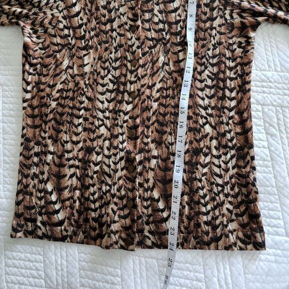 Talbots 100% merino wool animal print long sleeve cardigan - Picture 6 of 7